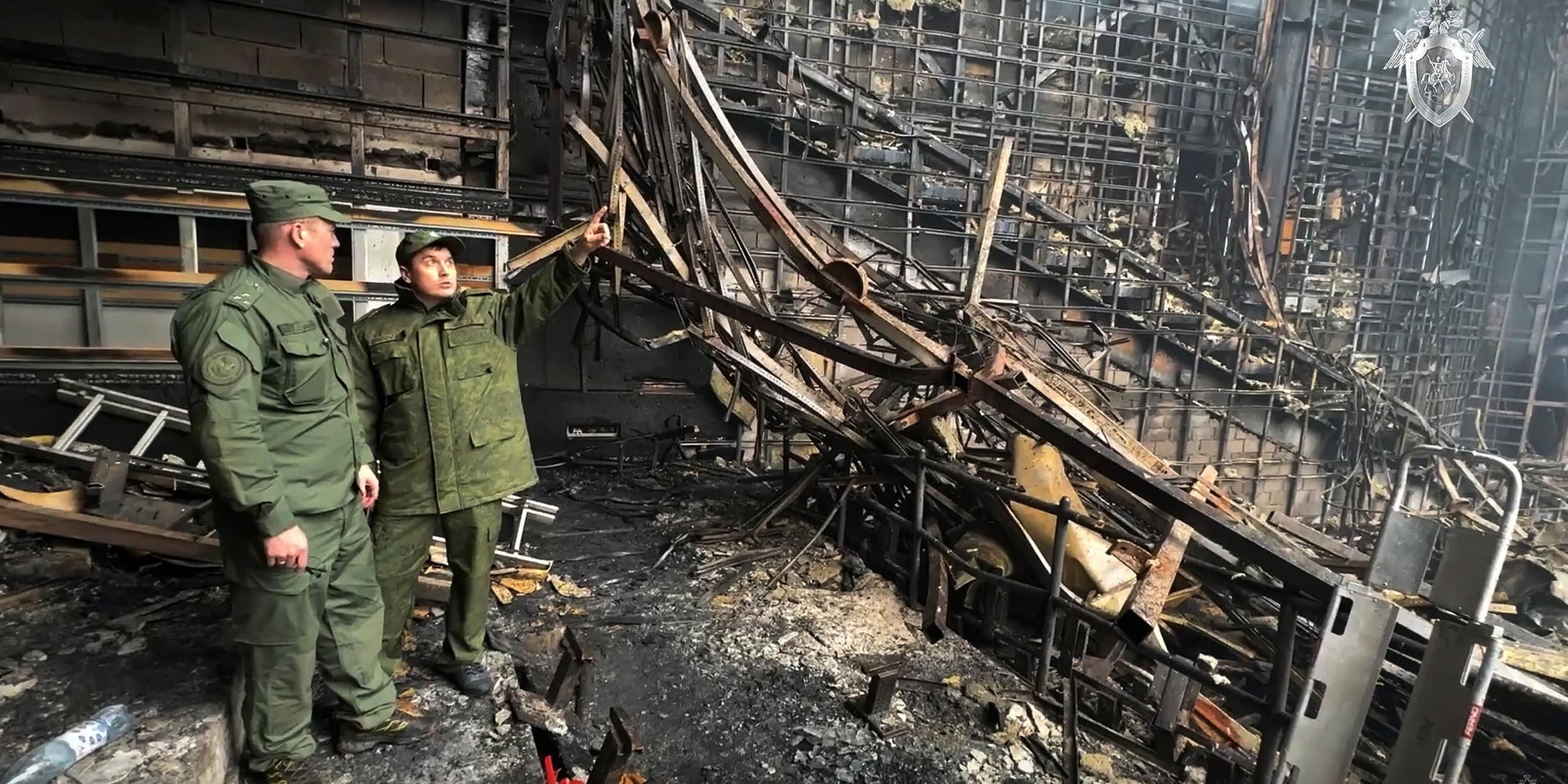 Zerstörung in der Konzerthalle in Moskau