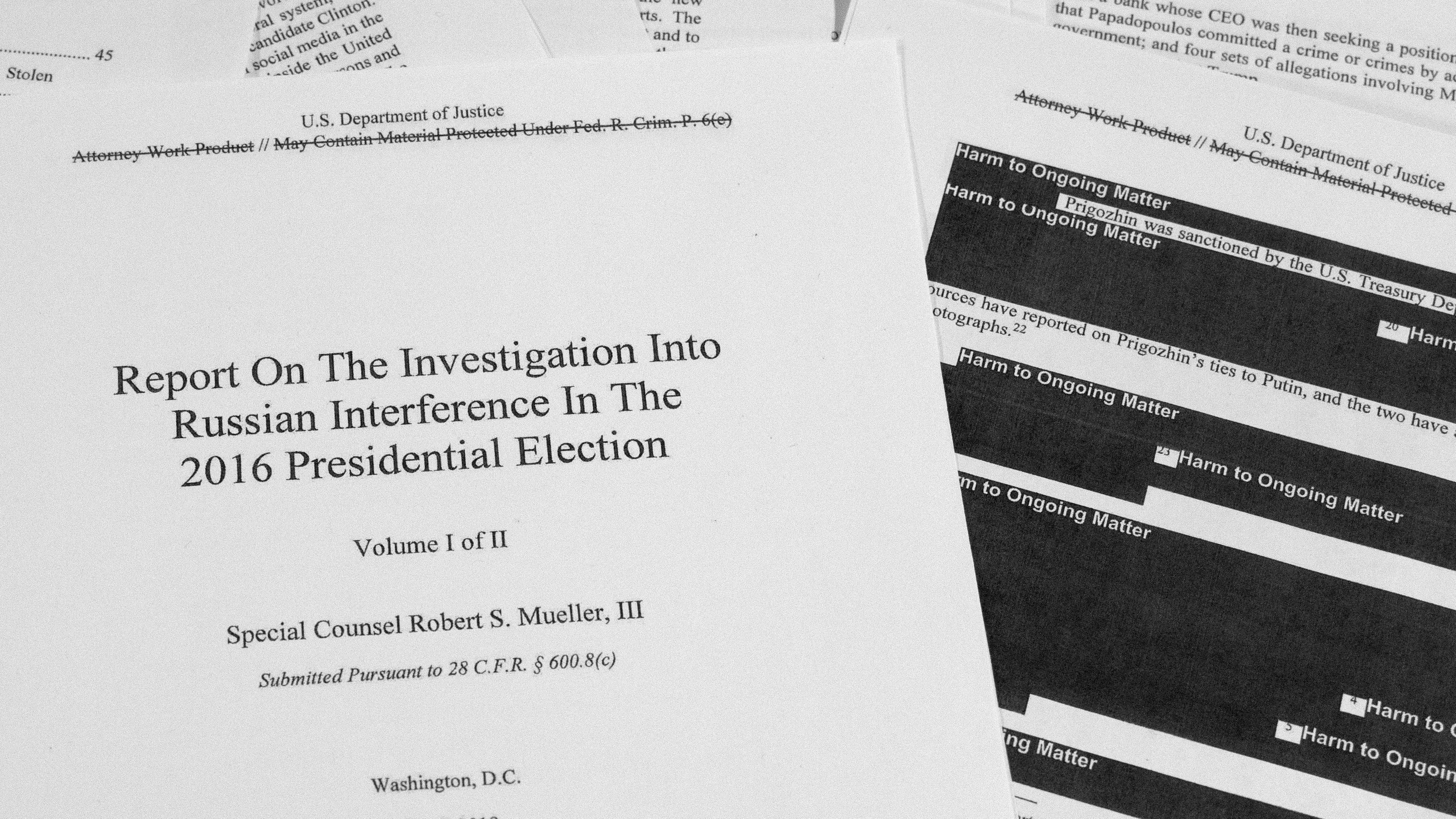 In den USA wurde der (an einigen Stellen geschwärzte) sogenannte "Mueller-Report" veröffentlicht.