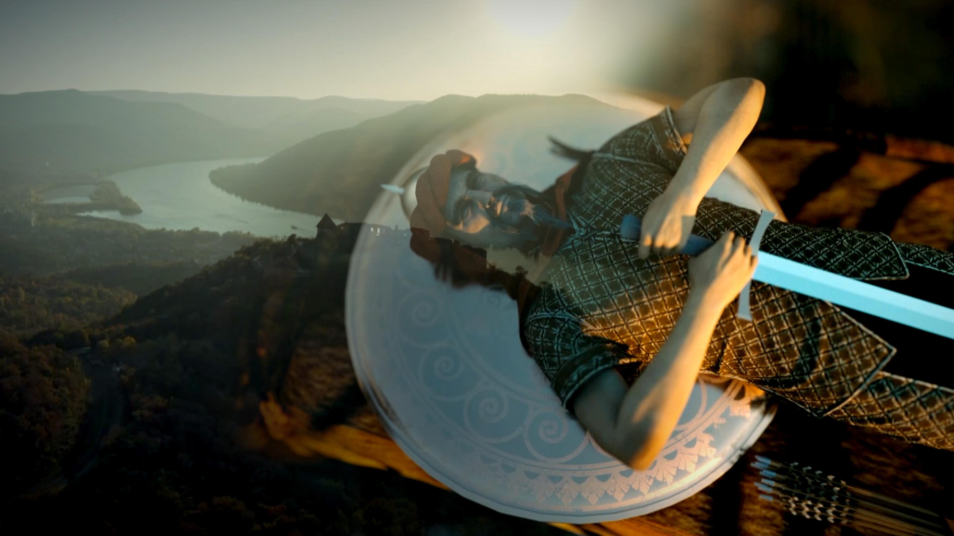 "Mythos - Die größten Rätsel der Geschichte: Die Suche nach Attilas Grab": Attilas aufgebahrter Leichnam (3D-Modell), dazu eine Flusslandschaft