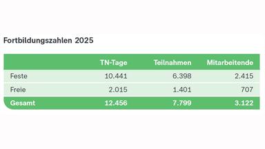 Grafik zur ZDF DNK-Entsprechenserklärung DNK 16 Fortbildungzahlen 2025
