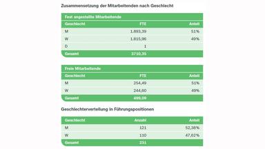Grafik zur ZDF DNK-Entsprechenserklärung DNK 16 Mitarbeitende nach Geschlecht 2025