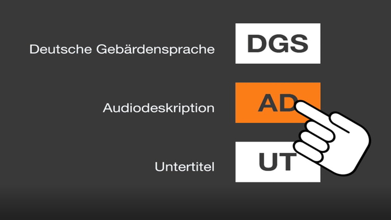 Typical Mauszeiger über Gebärdensprache, Audiodeskription und Untertitel