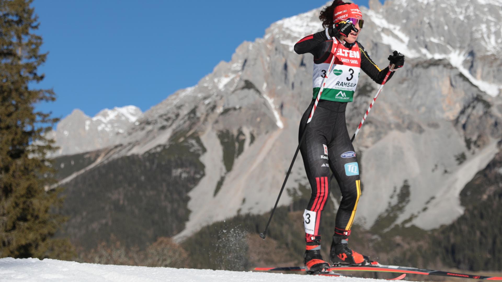 Nathalie Armbruster (Deutschland) ist in Aktion. 