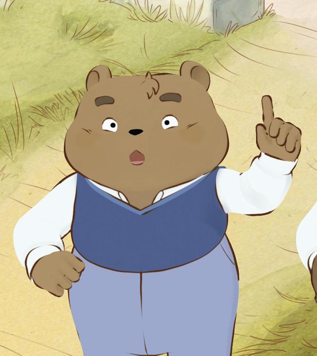 Die Neffen von Madame Tulipe stehen in der Einfahrt am Tor und Victor hat eine Kamera um den Hals. Octave steht mit erhobenem Zeigefinger daneben und scheint etwas zu erklären.