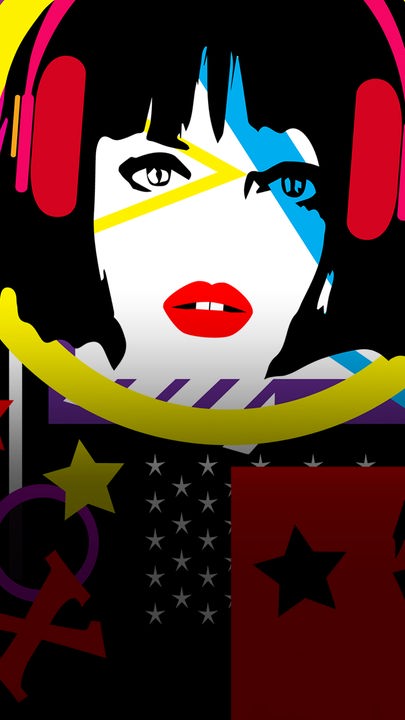 Graphic Novel - farbliche Gestaltung - Frau mit Kopfhörern.