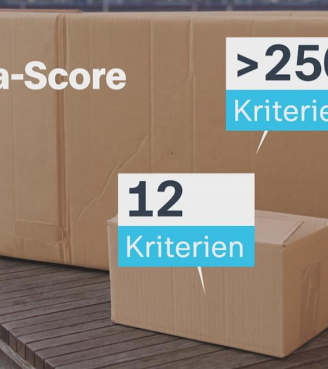 SCHUFA-Score und Kriterien als Schirft vor Paketen eingeblendet.