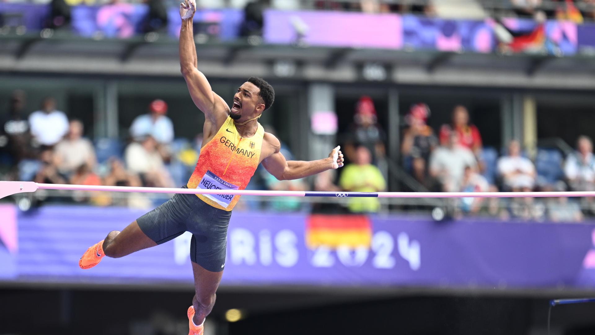 Olympia, Paris 2024, Zehnkampf: Leo Neugebauer beim Stabhochsprung