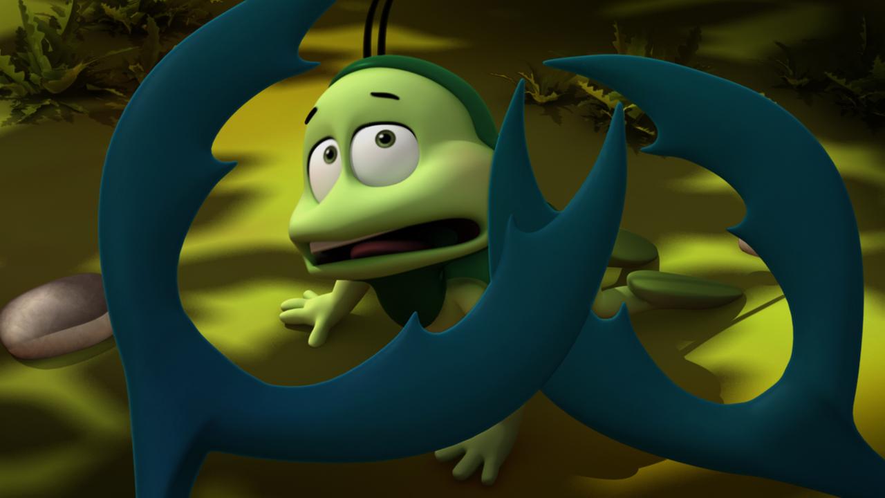 Ben fürchtet sich vor dem Zangentier, das sich vor ihm aufbäumt.