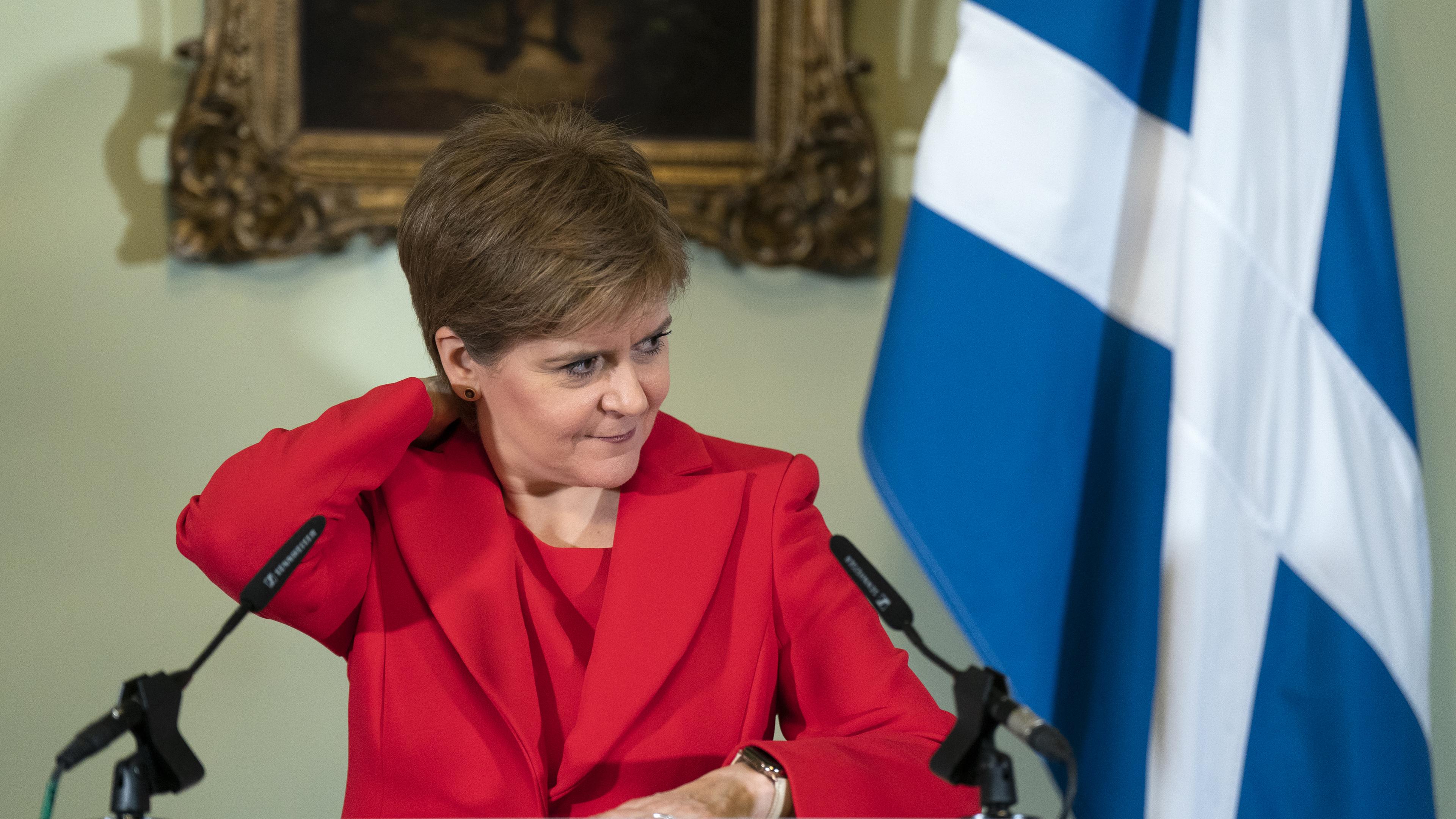 Nicola Sturgeon, schottische Premierministerin, bei der Ankündigung ihres Rücktritts im Februar.