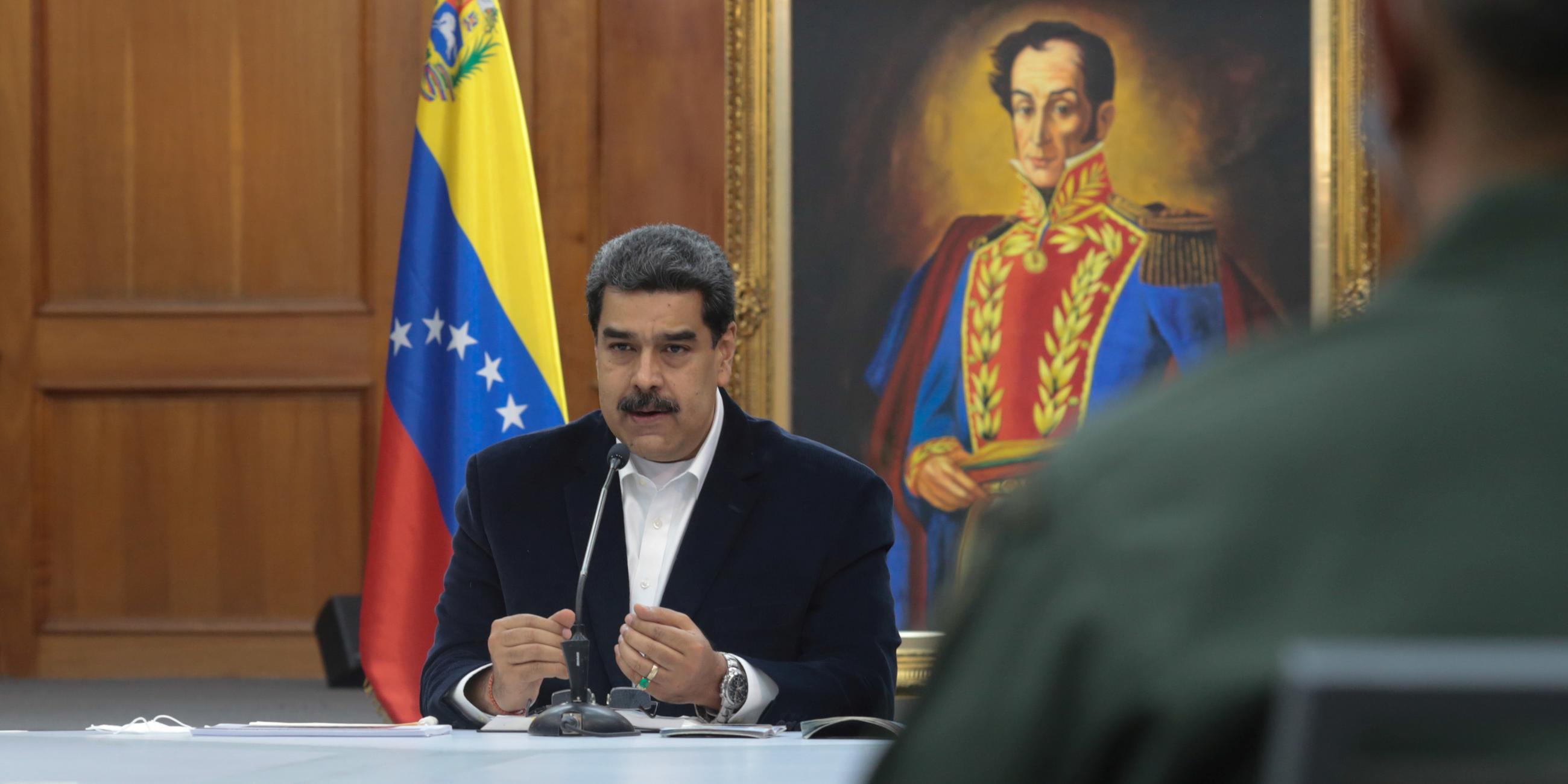 Venezuelas Präsident Nicolas Maduro während eines Meetings mit angehörigen der Streitkräfte, 05.05.2020