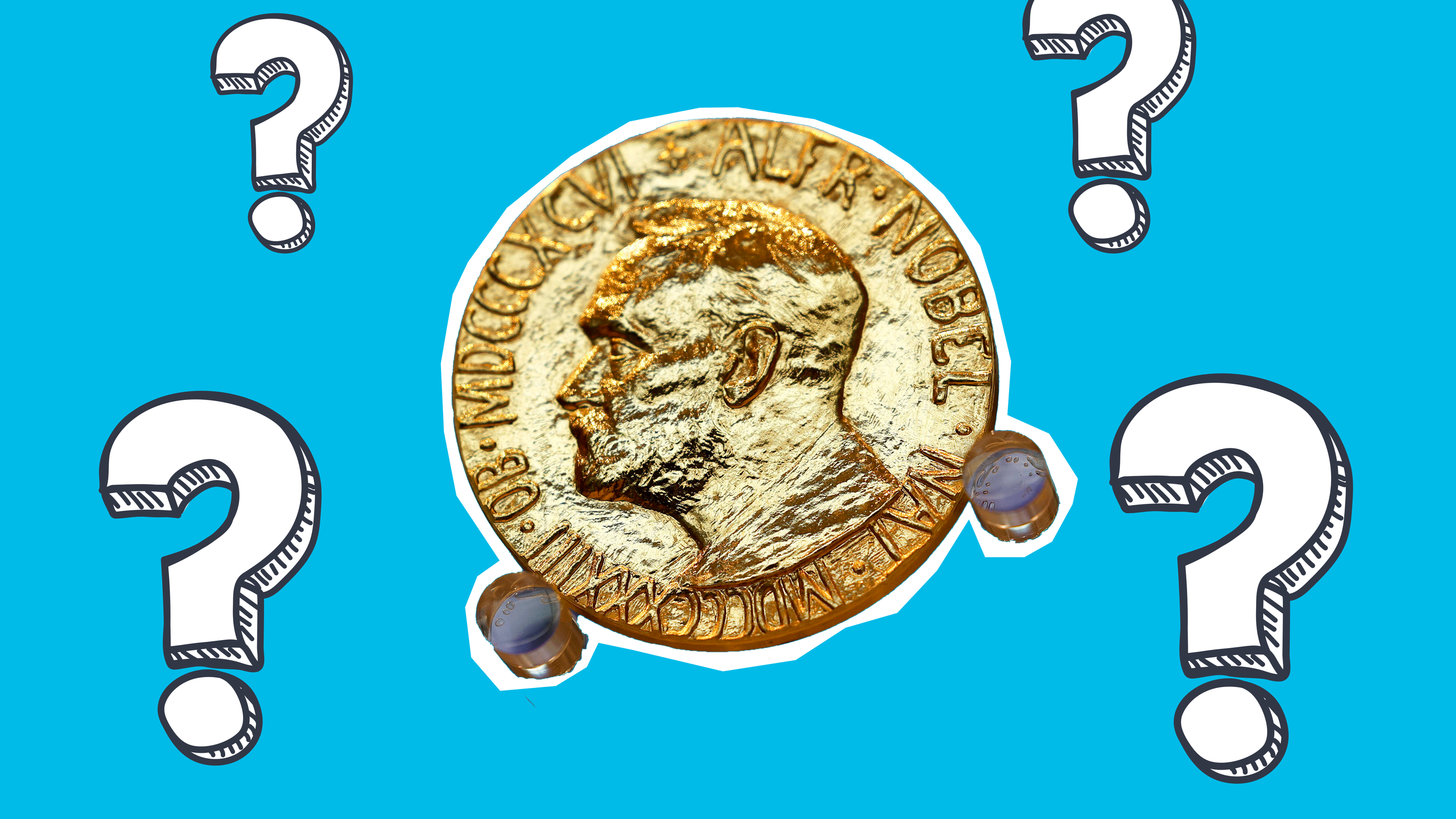 Nobelpreis-Münze vor blauem Hintergrund 