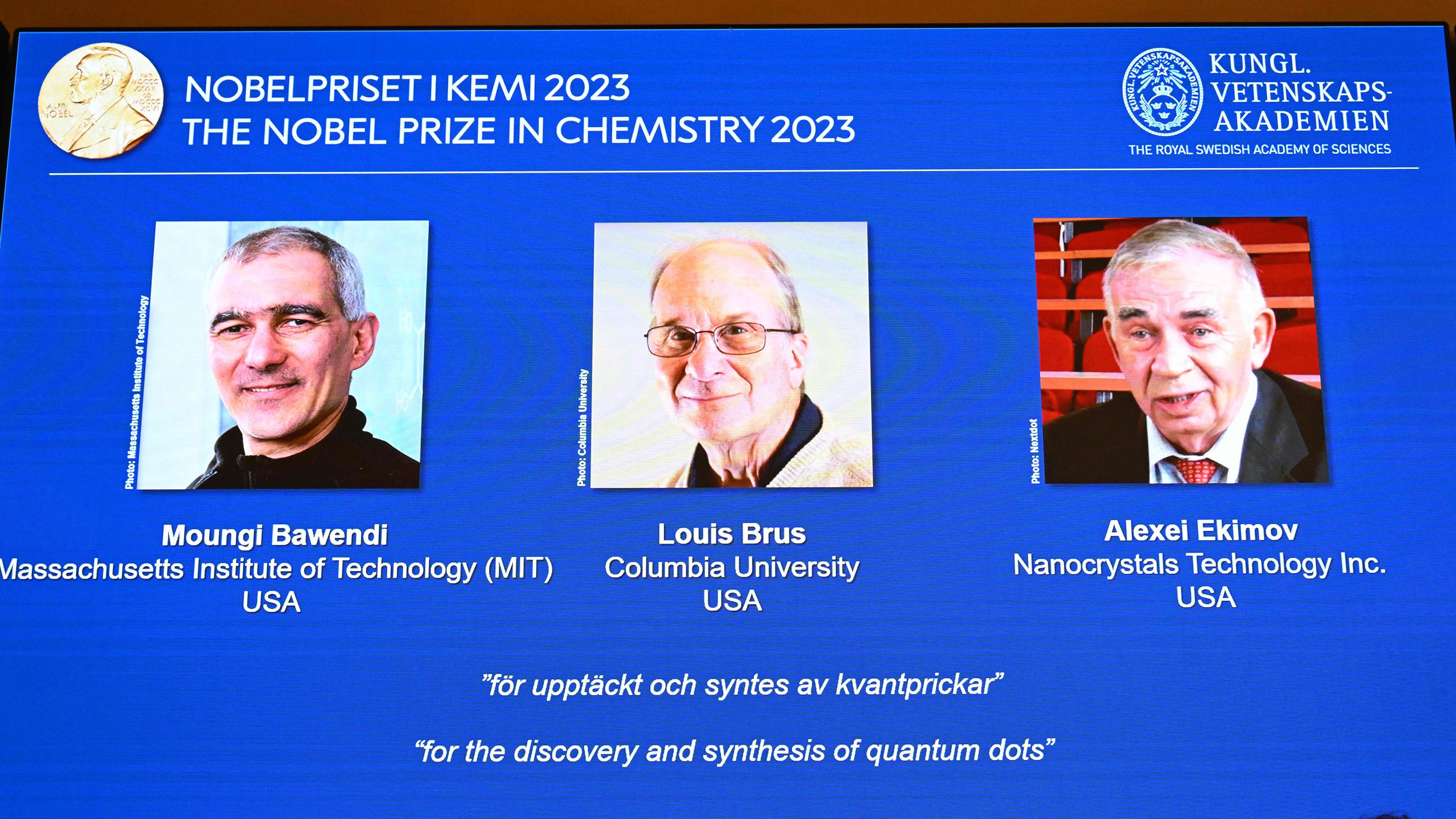 Nobelpreis für Chmie: (v.l.n.r.) Moungi Bawendi, Louis Brus und Alexei Ekimov