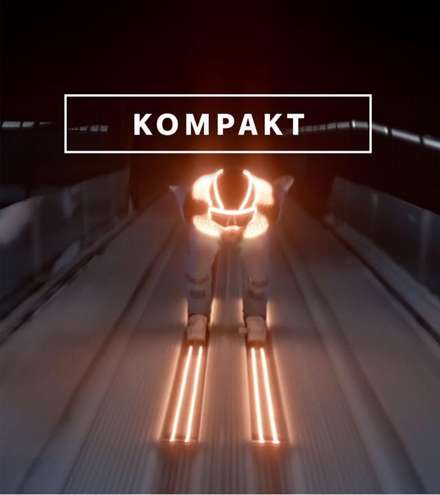Das Wintersport "KOMPAKT"- Logo vor Skispringer auf der Schanze