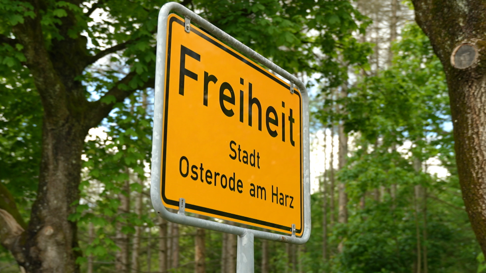 Ortseingangsschild "Freiheit" im Harz