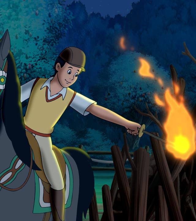 Alex soll das Osterfeuer entzünden.