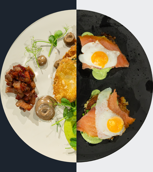Panierte Zucchini vs. Wachtel-Spiegelei