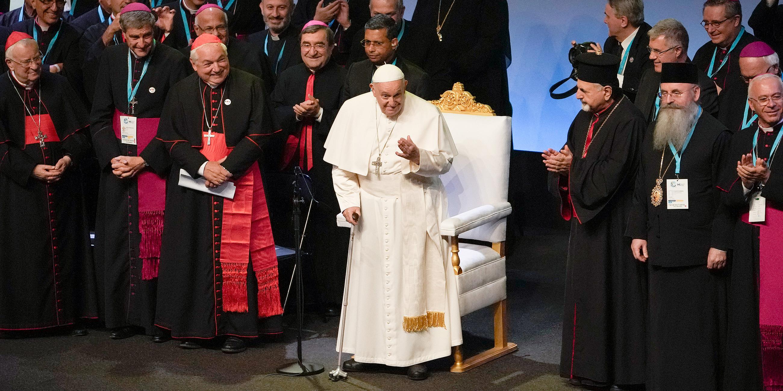 Papst Franziskus beim Mittelmeertreffen im Palais du Pharo in Marseille