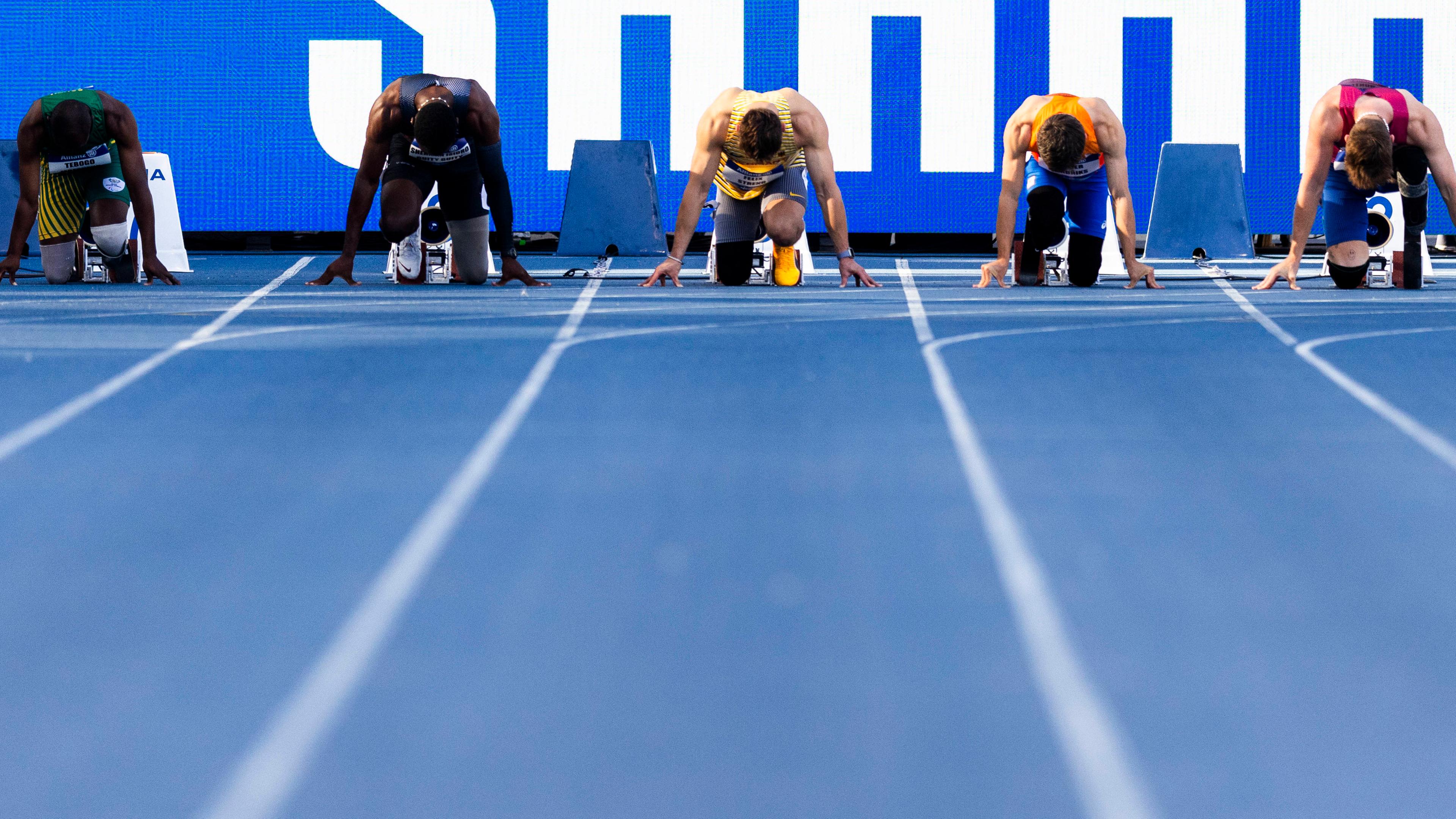 Para-Leichtathletik-WM 2023 in Paris - Start des 100 Meter Sprints der Männer