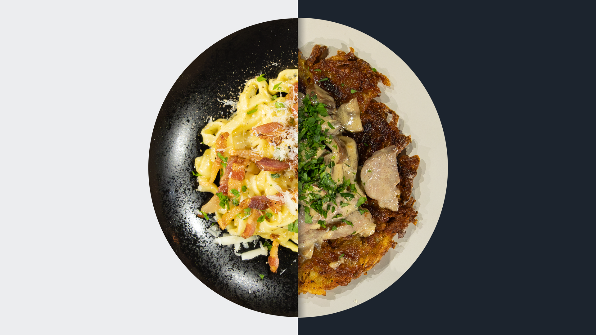 Pasta alla carbonara vs. Kalbsgeschnetzeltes