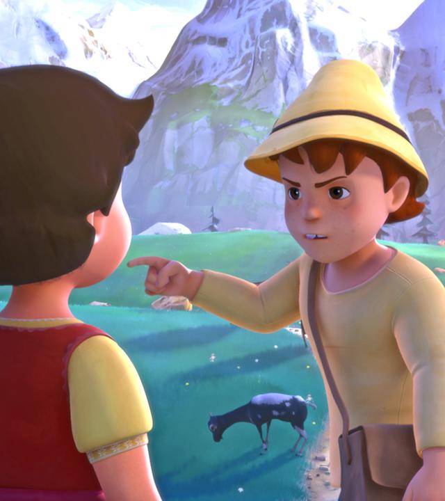 Peter schaut sehr wütend zu Heidi herüber.