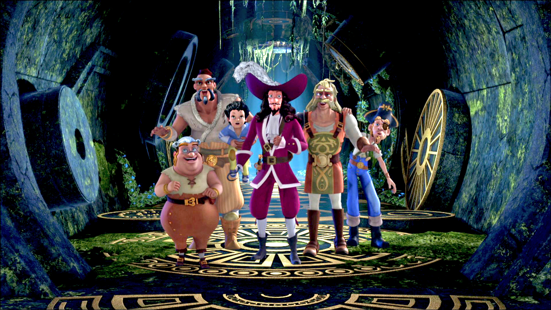 Hook und seine Piraten sind mit Michael in dem Tempel. Er ist im Innern reich mit Gold verziert.