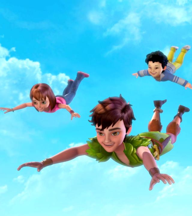 Peter Pan und seine Freunde fliegen durch die Lüfte.