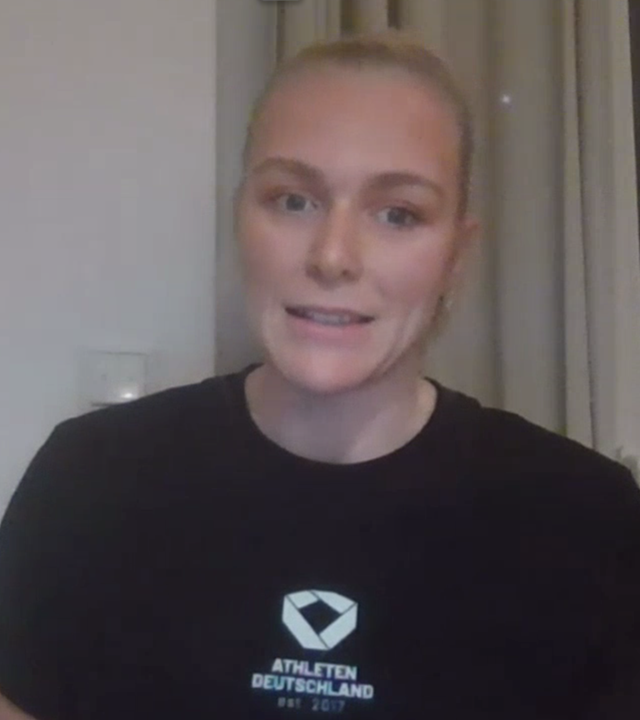 Pia Greiten im Sportstudio.