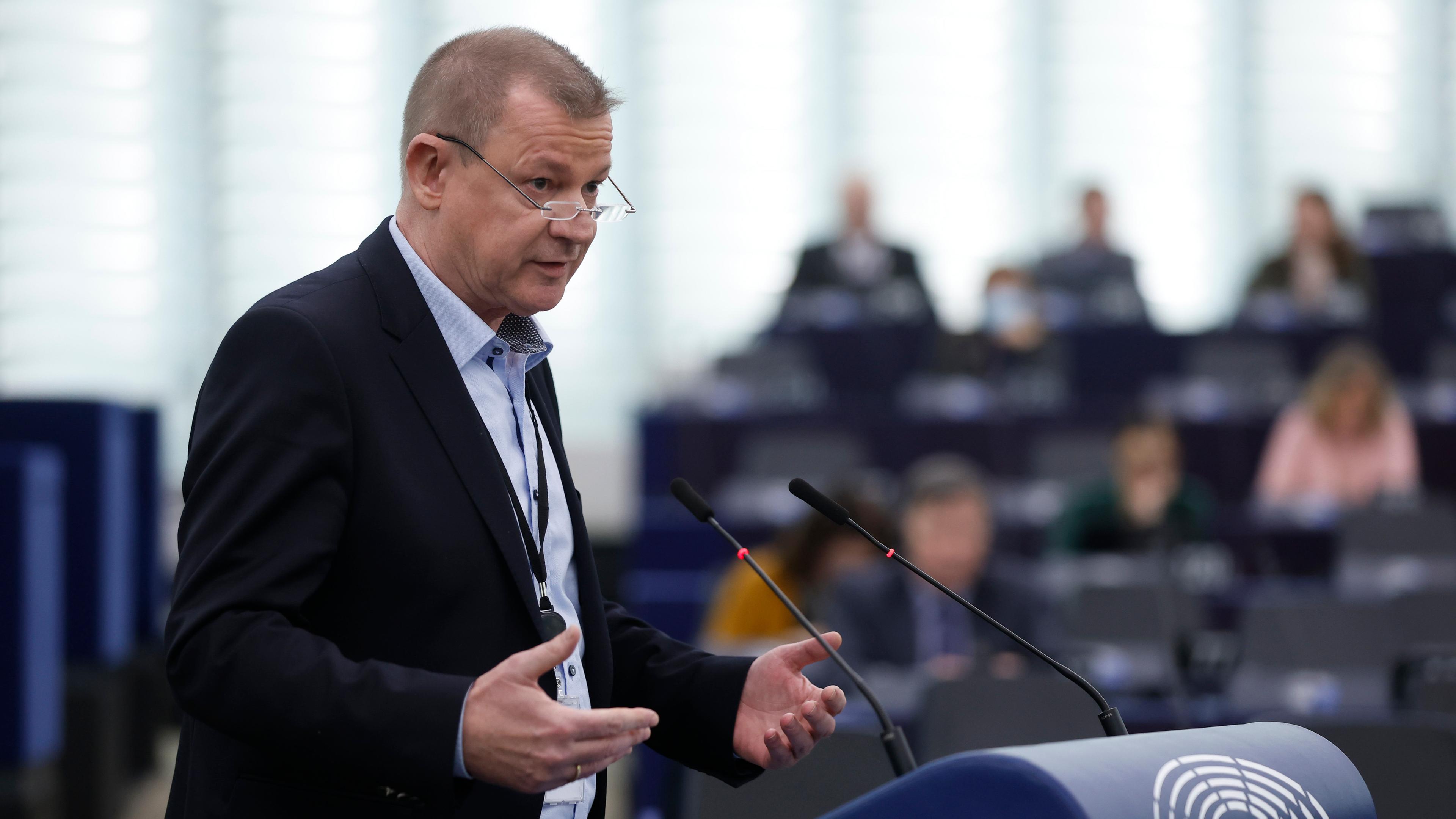 Markus Pieper hält Rede im Europaparlament in Straßburg, 2022