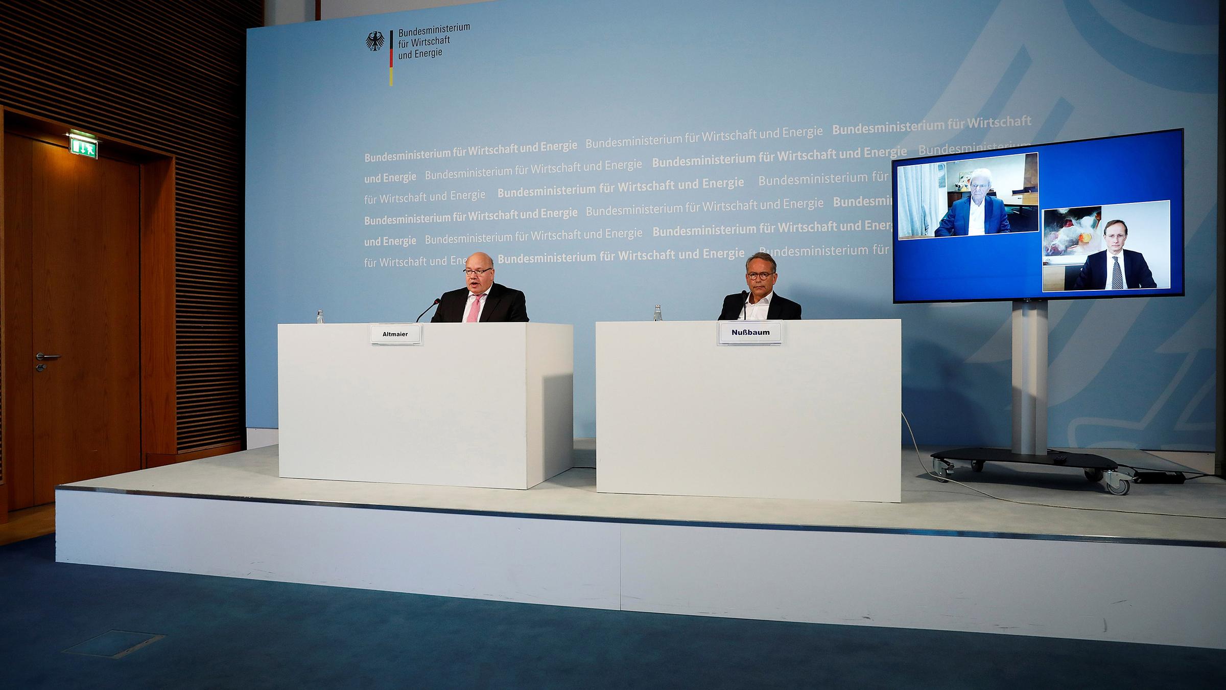 Bundeswirtschaftsminister Peter Altmaier bei einer Pressekonferenz zu CureVac.