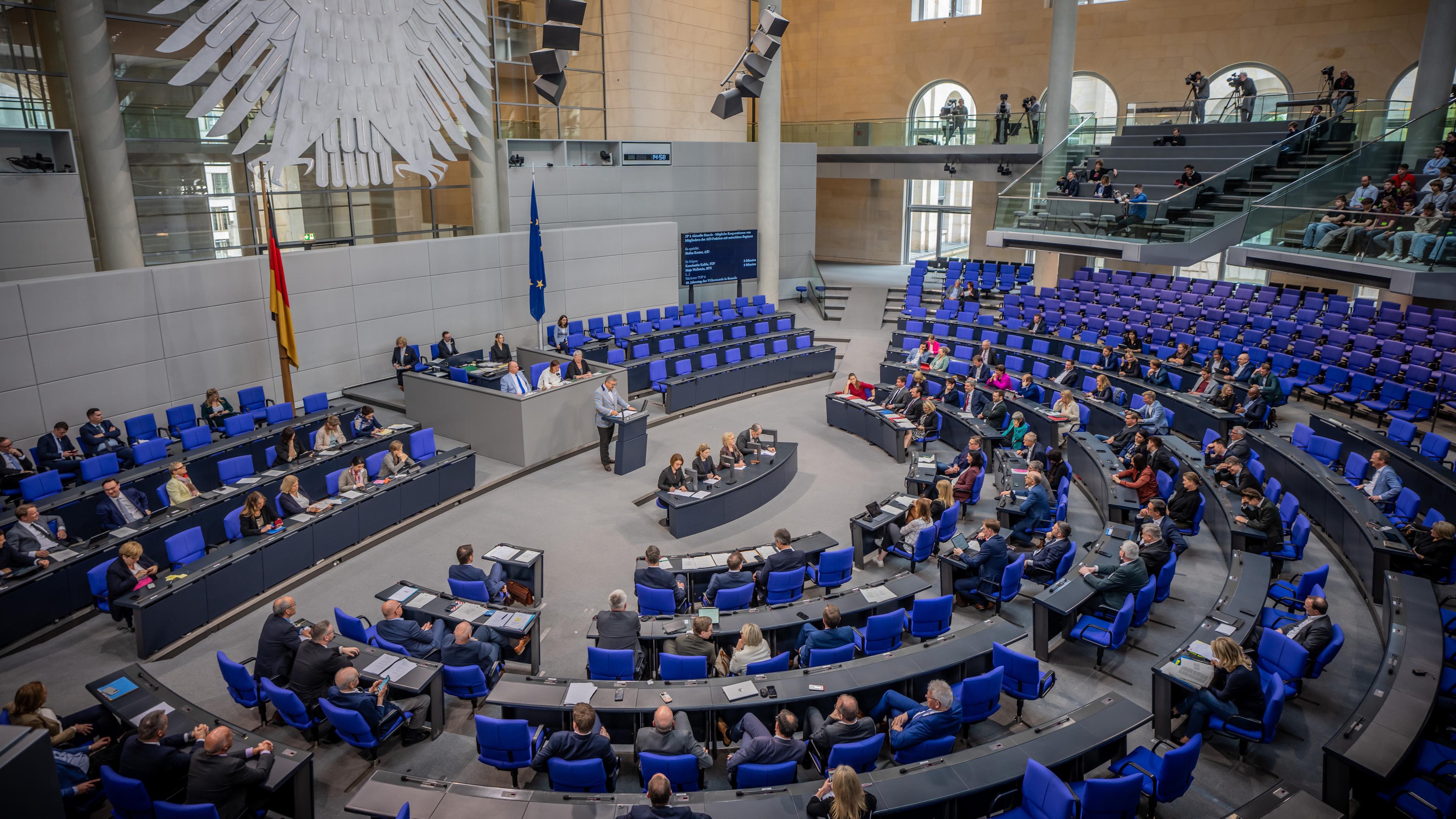 Plenarsaal im Bundestag während einer Aktuellen Stunde