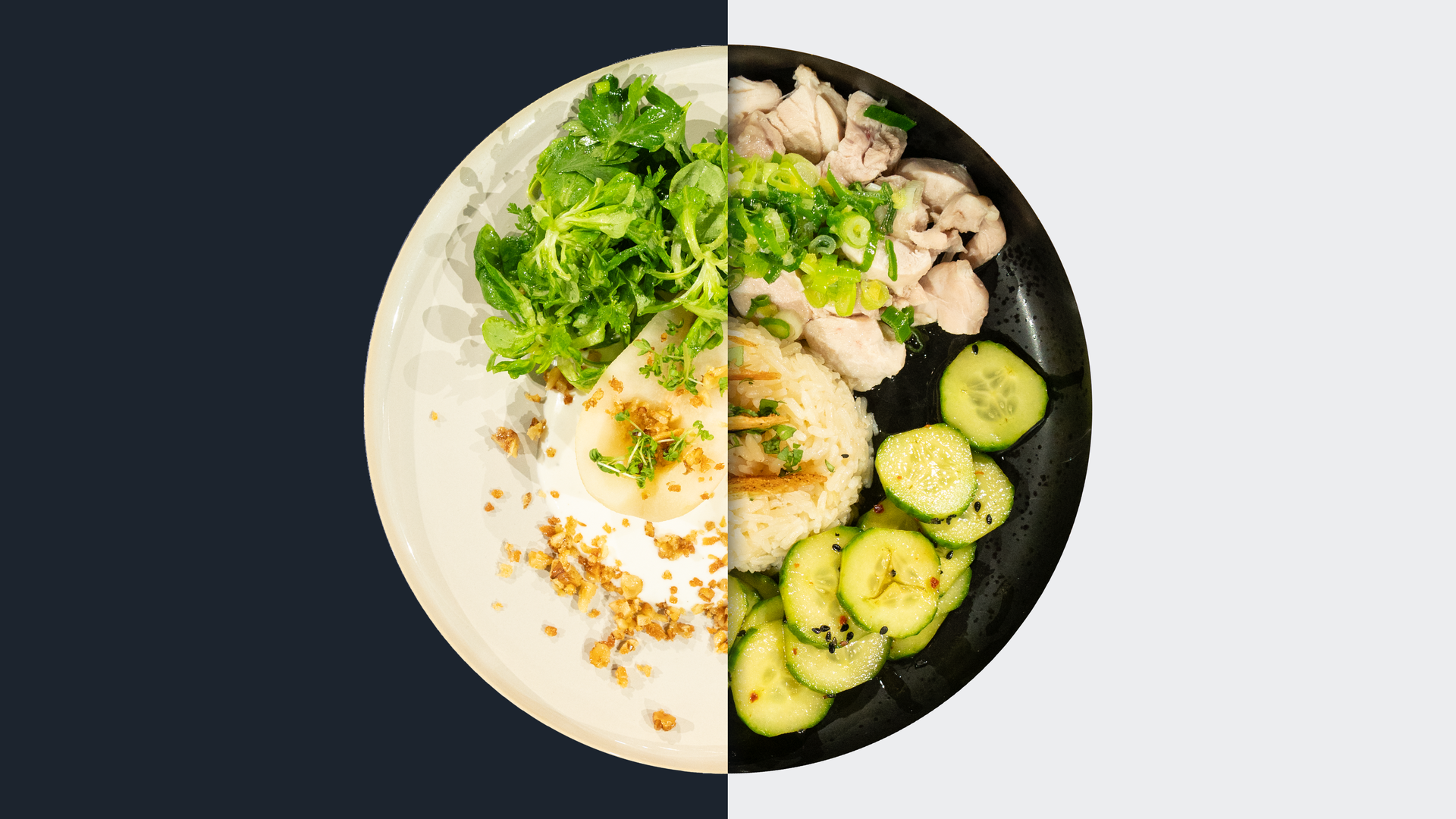 Pochierte Gewürzbirne vs. Pochierte Hähnchenkeule