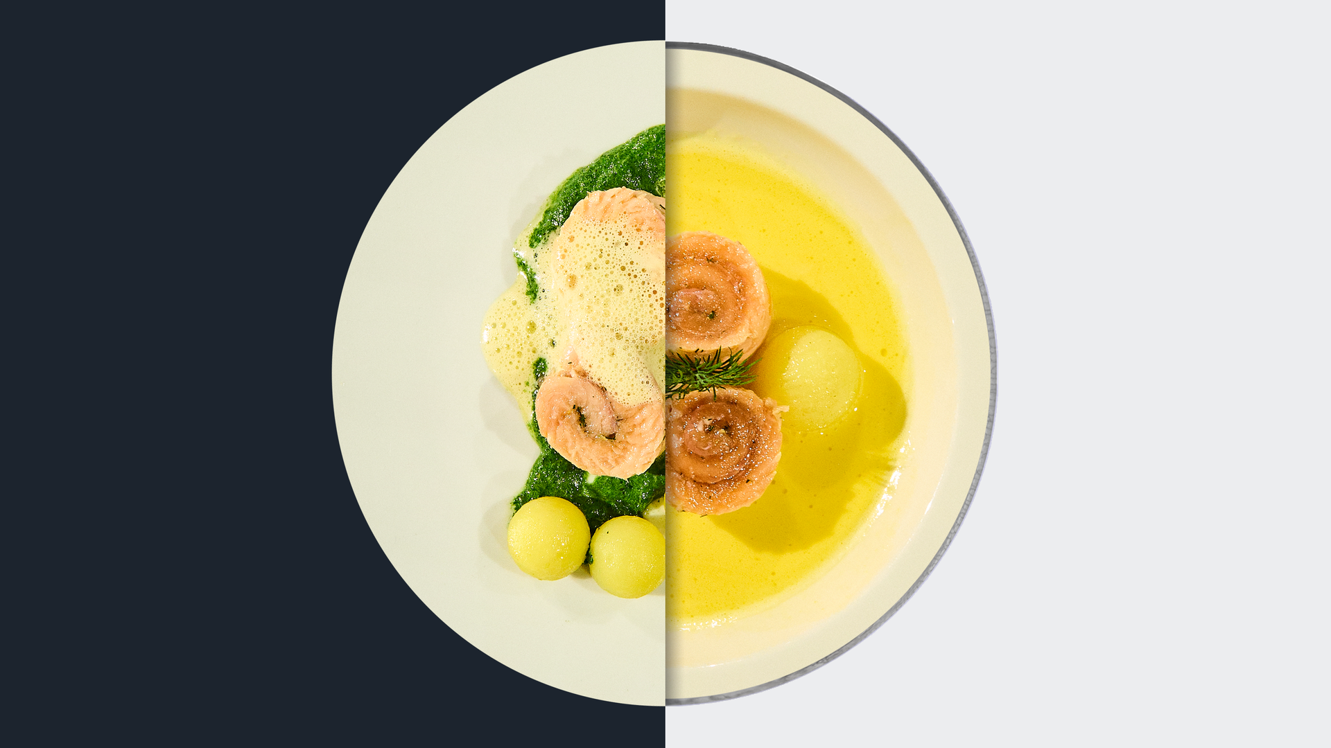 Pochierter Saibling mit Kartoffelperlen