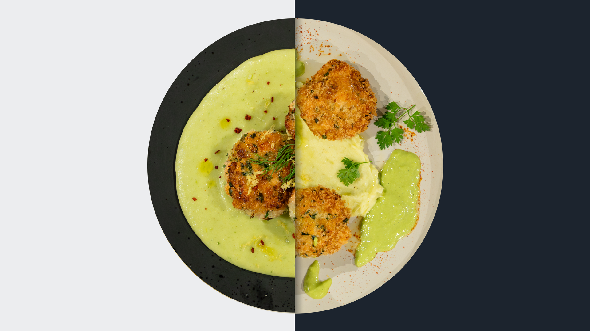 Polpette di pesce mit Zitronen-Kapern-Sauce und Kartoffel-Lauch-Püree