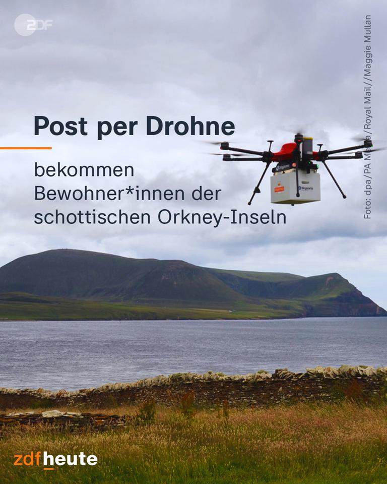 Post wird per Drohne auf die schottische Orkney-Insel geflogen.