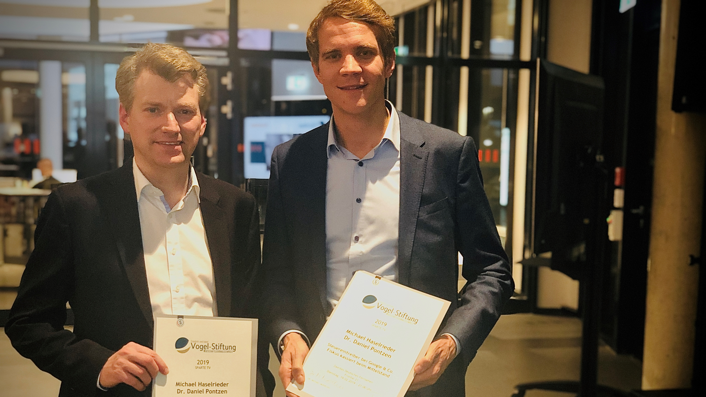 Friedrich-Vogel-Preis 2019: Die Preisträger Michael Haselrieder (l.) und Daniel Pontzen (r.)