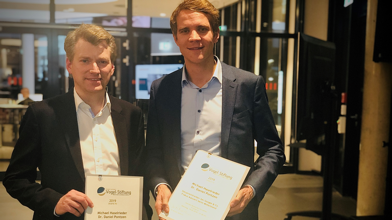 Friedrich-Vogel-Preis 2019: Die Preisträger Michael Haselrieder (l.) und Daniel Pontzen (r.)