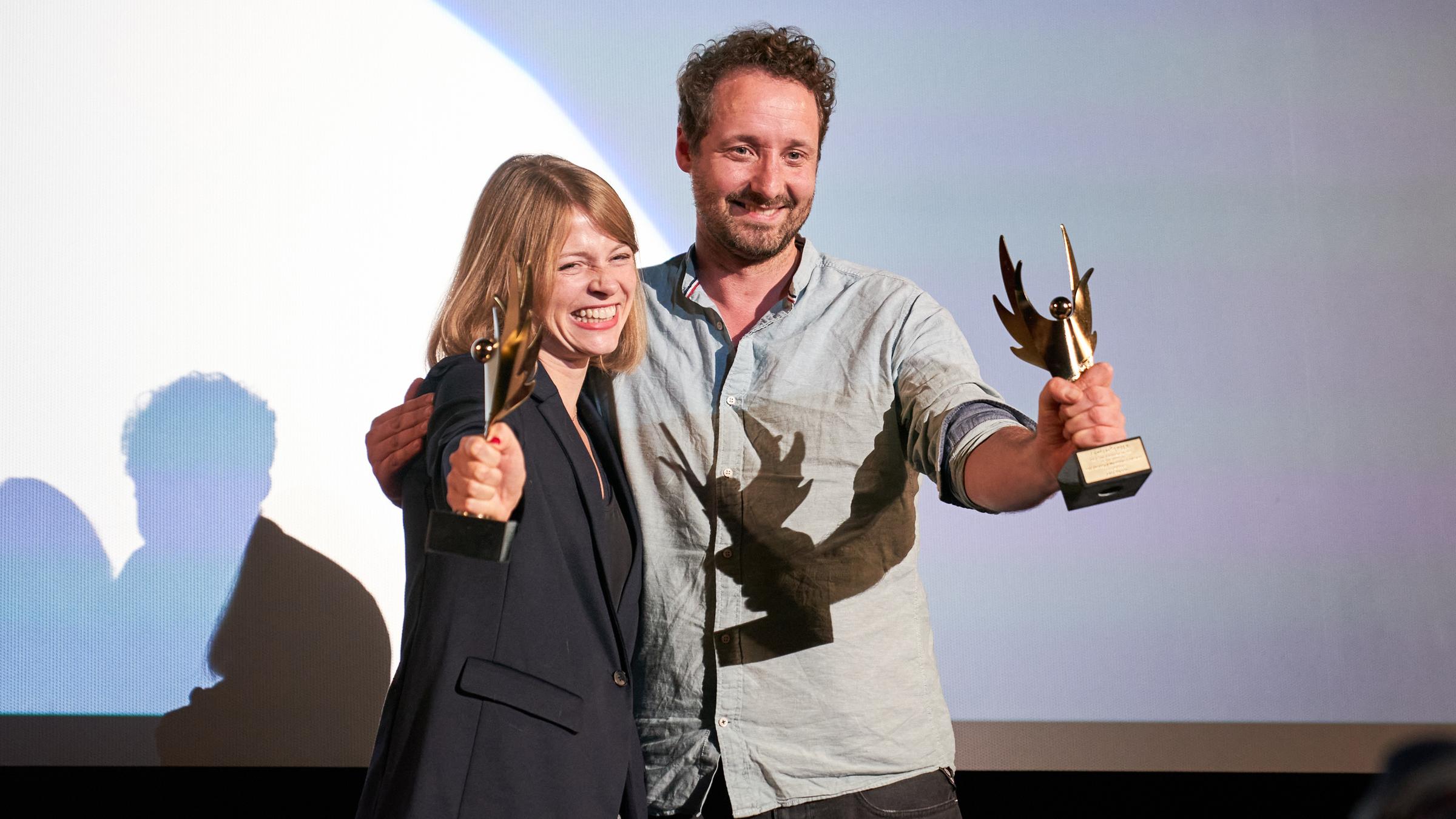 Die Gewinner des Emder Drehbuchpreises Ines Berwing und Maximilian Feldmann auf dem 31. Internationalen Filmfest Emden-Norderney
