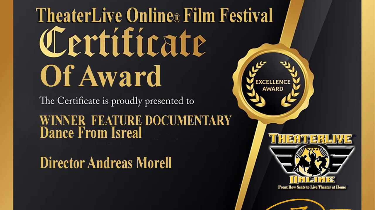 TheaterLive©OnlineFilmFestival 2023: Award Winner Urkunde für "Tanz aus Israel" (3sat)