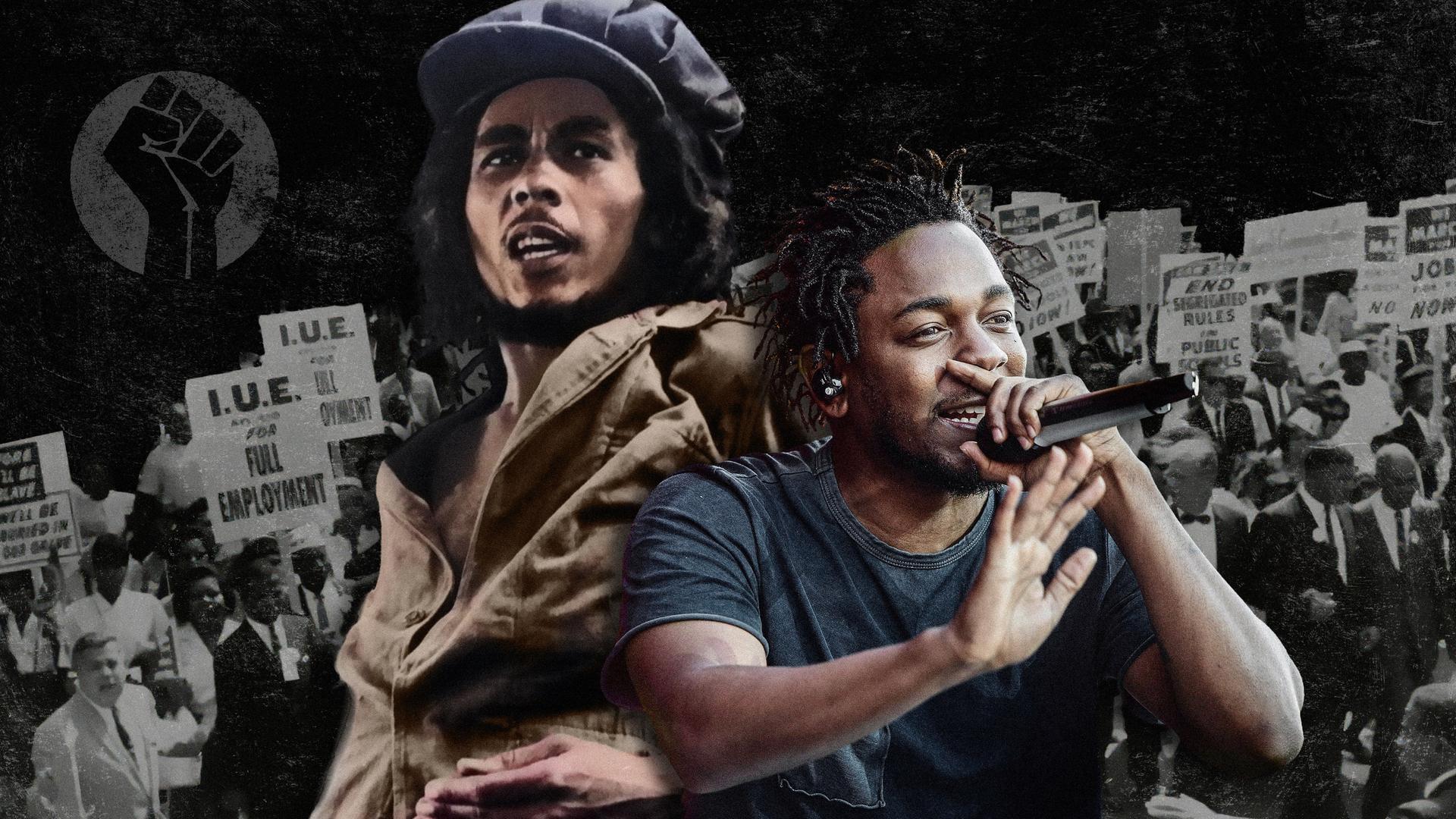 Montage Portraitbilder von Bob Marley und Kendrick Lamar
