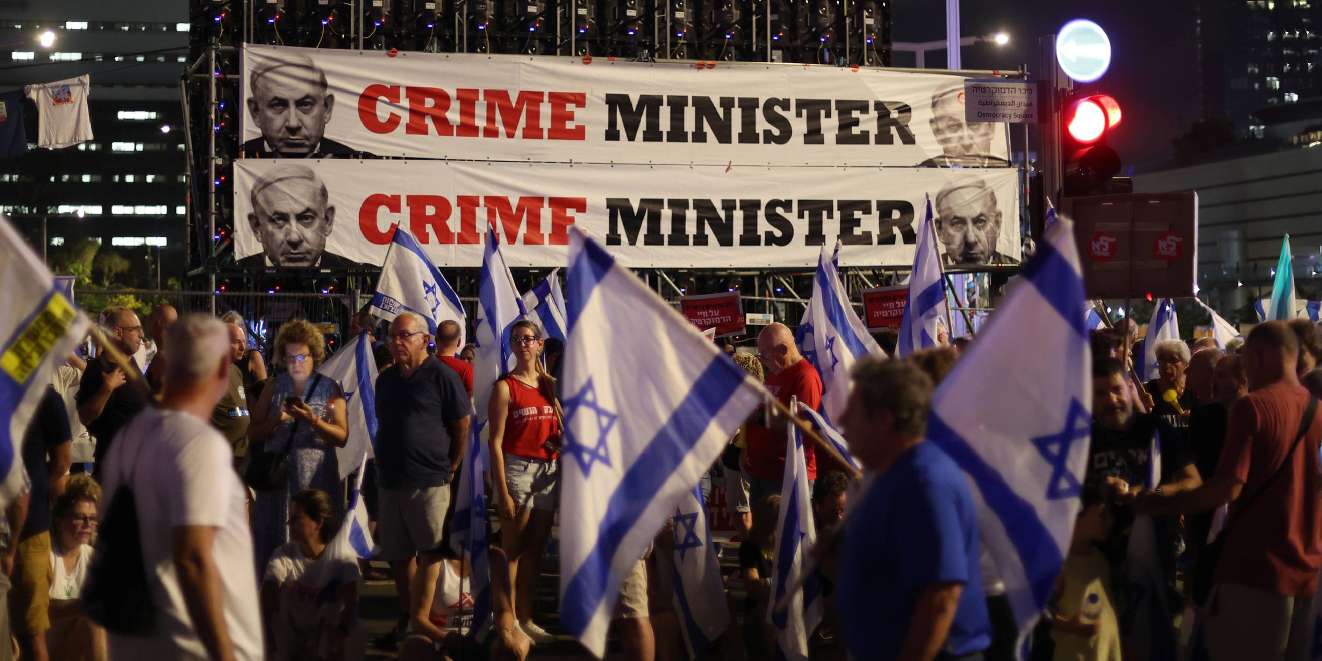 Proteste gegen Israels umstrittene Justizreform gehen weiter am 09.09.2023.