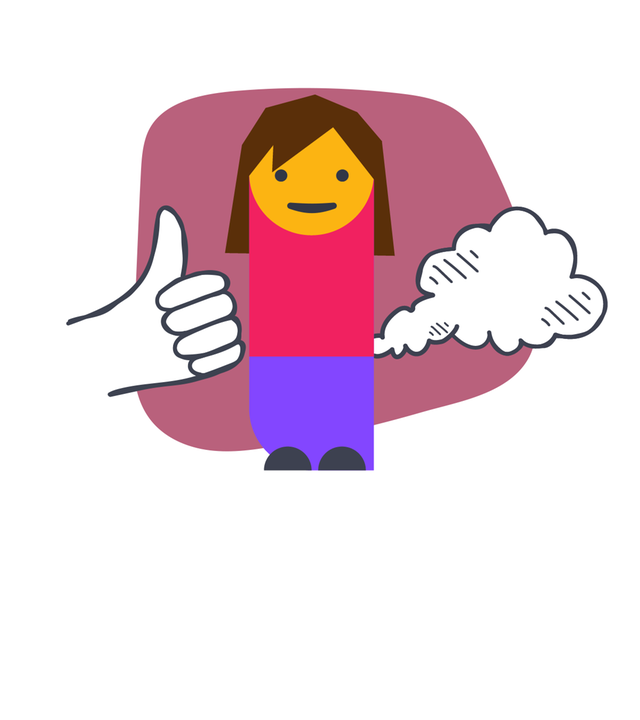 Grafik: Emo pupst, daneben Daumen hoch