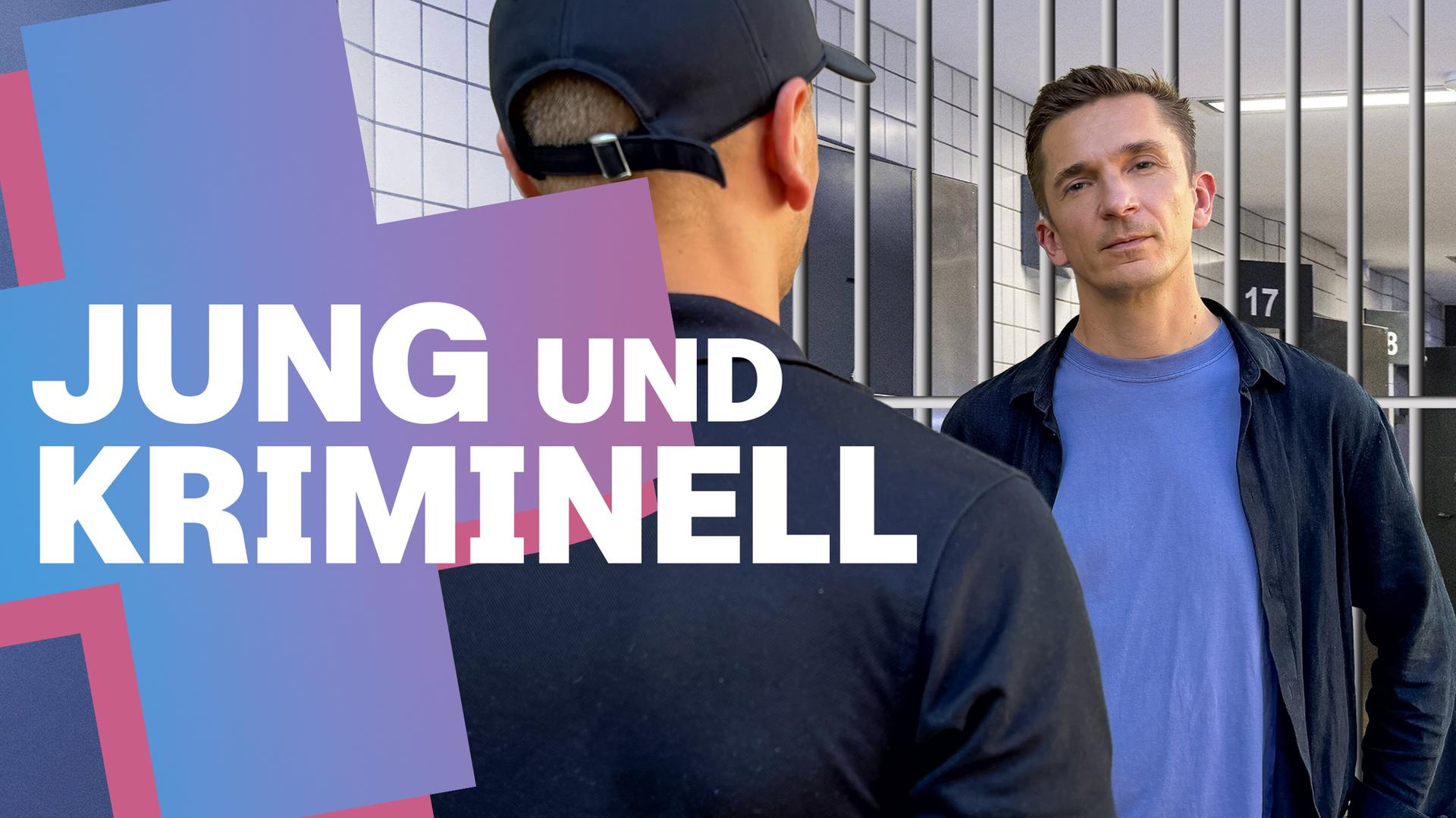 Eric steht vor einer Gittertür. Vor ihm und mit dem Rücken zur Kamera steht ein Mann und schaut ihn an. 