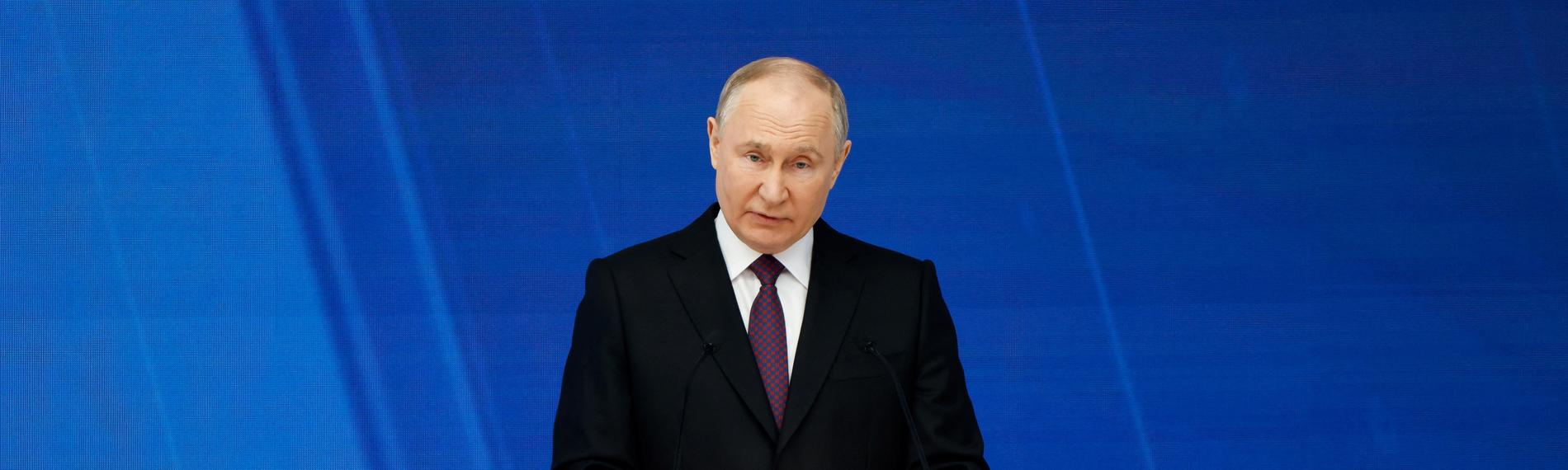 Der russische Präsident Wladimir Putin hält seine jährliche Rede vor der föderalen Versammlung in Moskau.