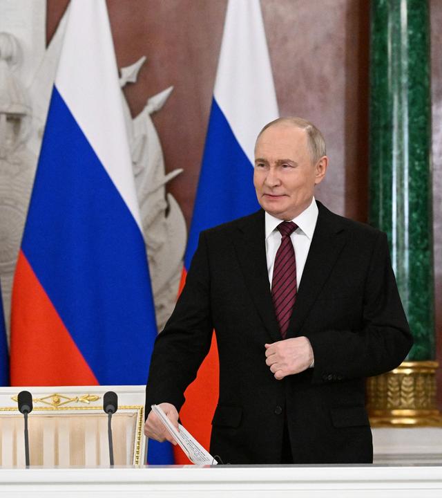 President of Russia Vladimir Putin attends a press conference in Moscow, Russia 