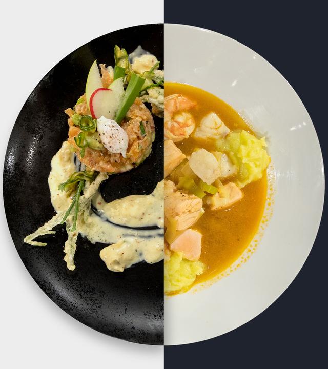 Räucherlachs-Tatar vs. Fischsuppe