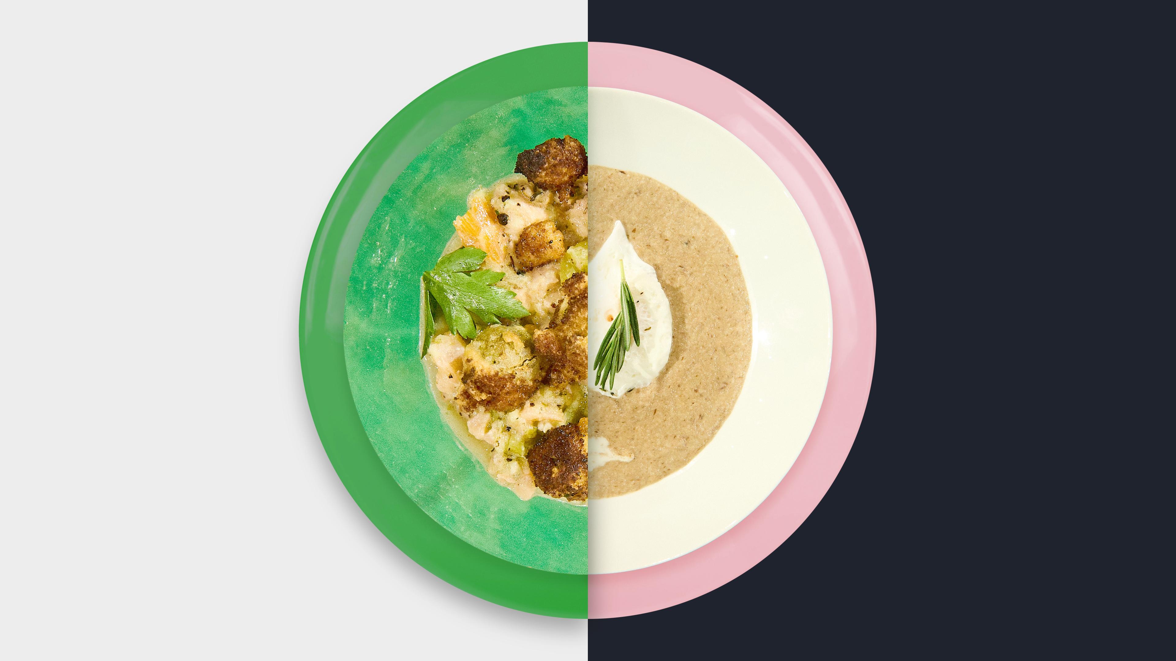 Räucherlachs vs. Pilzcremesuppe