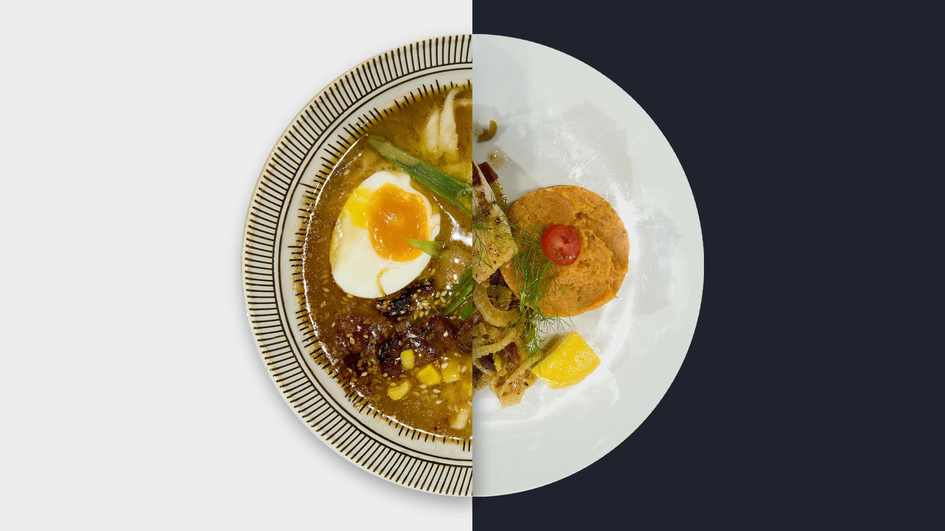 Ramen-Ei vs. Süßkartoffelstampf