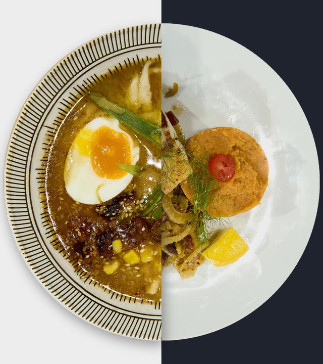 Ramen-Ei vs. Süßkartoffelstampf