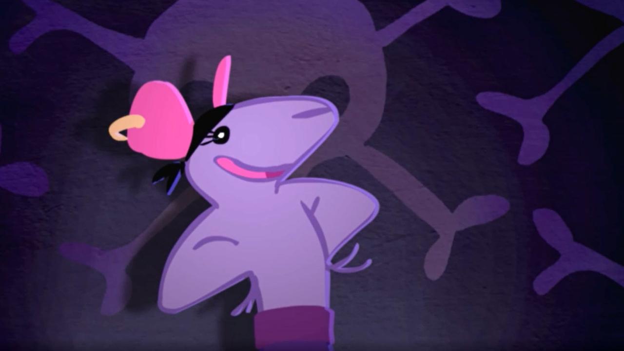 Zeichentrick: Eine Ratte steht vor einem Totenkopf