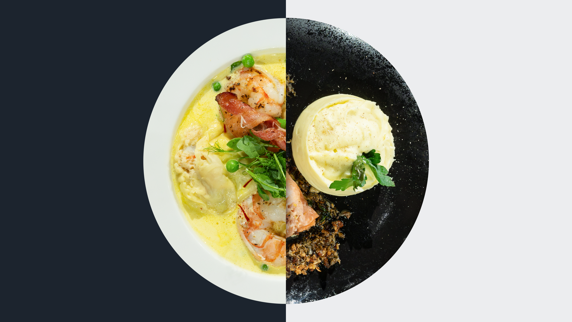 Ravioli mit dreierlei Füllung vs. Lachsforellenfilet